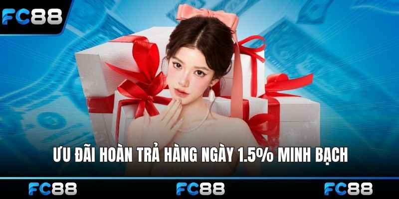 Ưu đãi hoàn trả hàng ngày 1.5% minh bạch